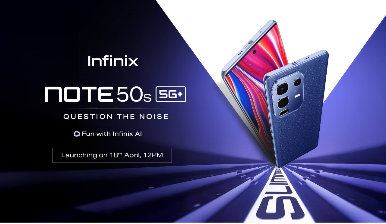 Infinix NOTE 50s 5G smartphone design, featuring a 6.78-inch AMOLED display and sleek finish